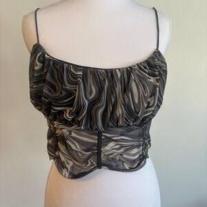 Garage Womens Fairy Grunge Top XL Blk/Gry Swirl Marble Festival Dark Cottagecore